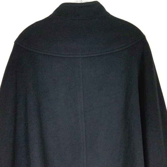 New Helene Berman London Black Wool Cashmere Poncho Cape Sz M - Picture 6 of 16